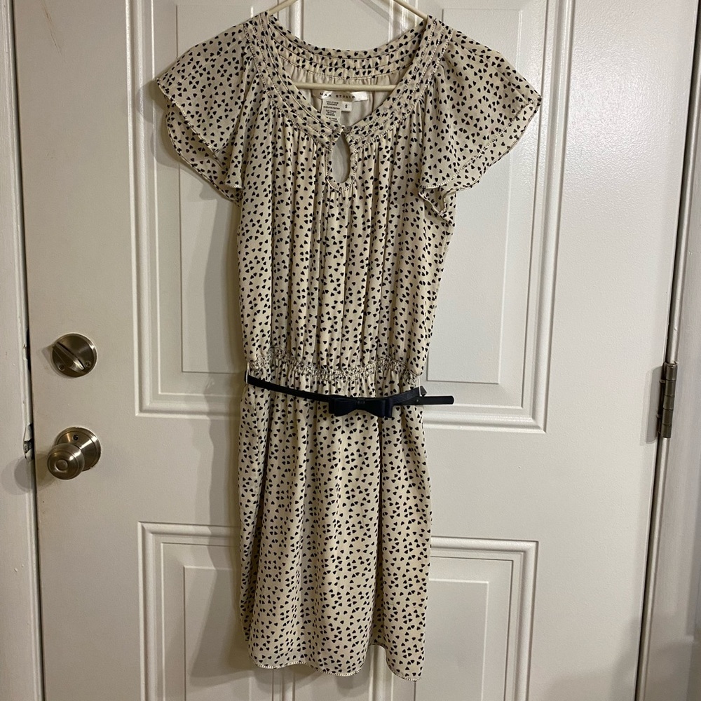 Heart print black and white dress